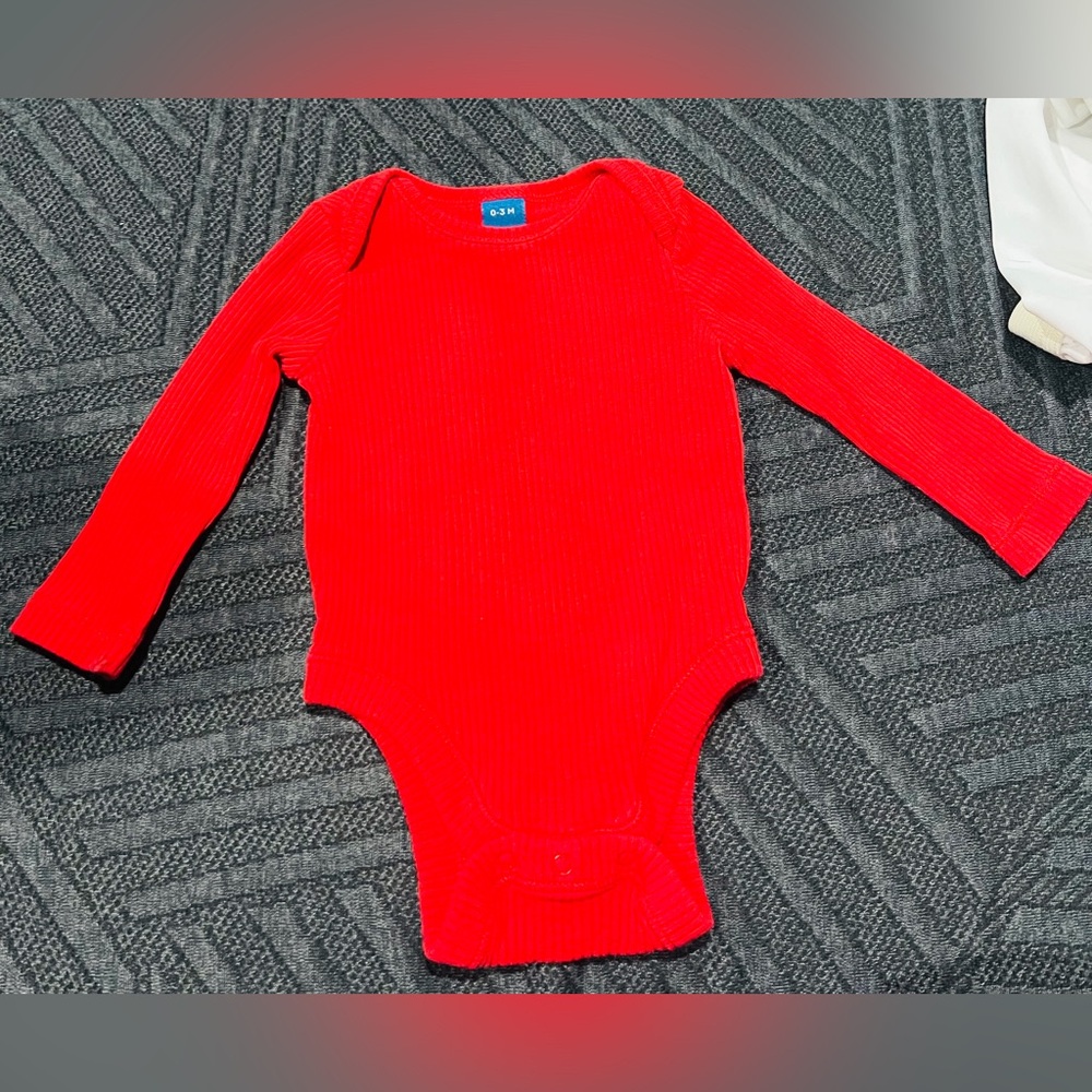 Old Navy Bright Red Long Sleeve Baby Bodysuit